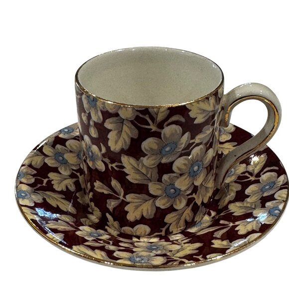 Lord Nelson Ware Porcelain Teacup Saucer Espresso Royal Brocade Chintz England - Picture 1 of 10